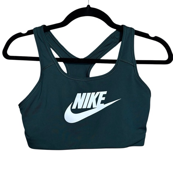 Nike Dark Green Wireless Athletic Athleisure Workout Racerback Sports Bra Medium - Picture 1 of 4